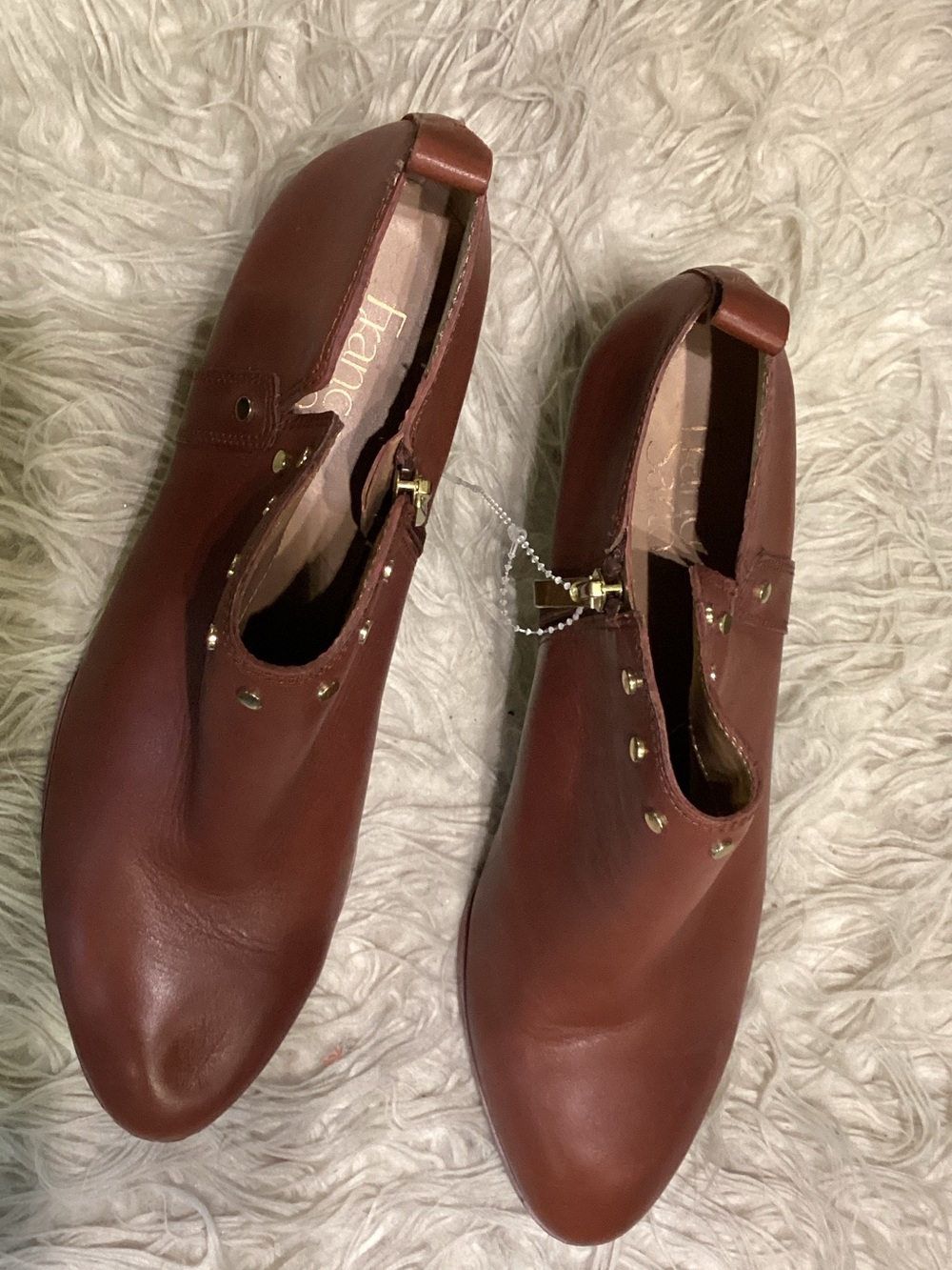 Franco Sarto Brown Leather Ankle Booties